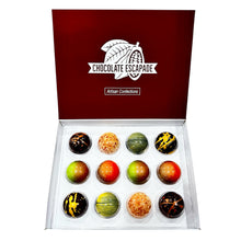 Load image into Gallery viewer, Box of assorted chocolates with 'Chocolate Escapade' branding on a white background
