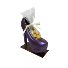 Load image into Gallery viewer, Violet high-heeled chocolate shoe on a white background
